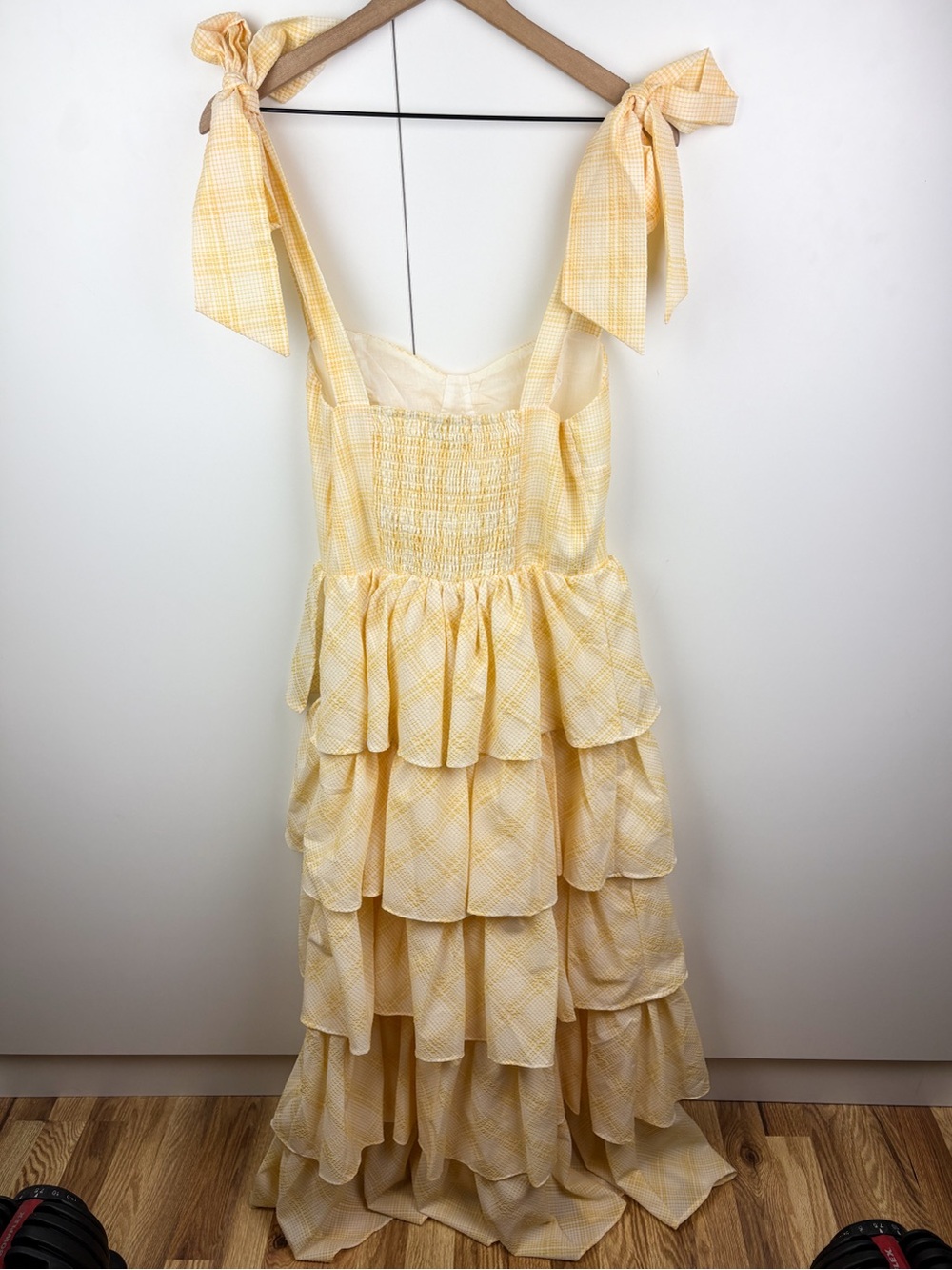 Sofie the Label Dalia Maxi Dress Yellow Jacquelyn Plaid Seersucker NEW Medium - Picture 9 of 10